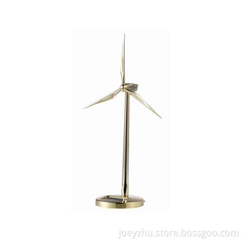 Golden Metal Wind Generator Model with Digital Clock